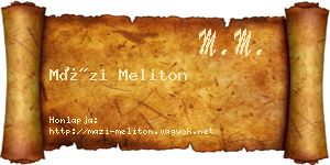 Mázi Meliton névjegykártya